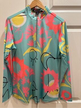 Jamie Sadock UPF Golf 1/4 Zip Pullover Abstract Print Long Sleeve Womens Medium